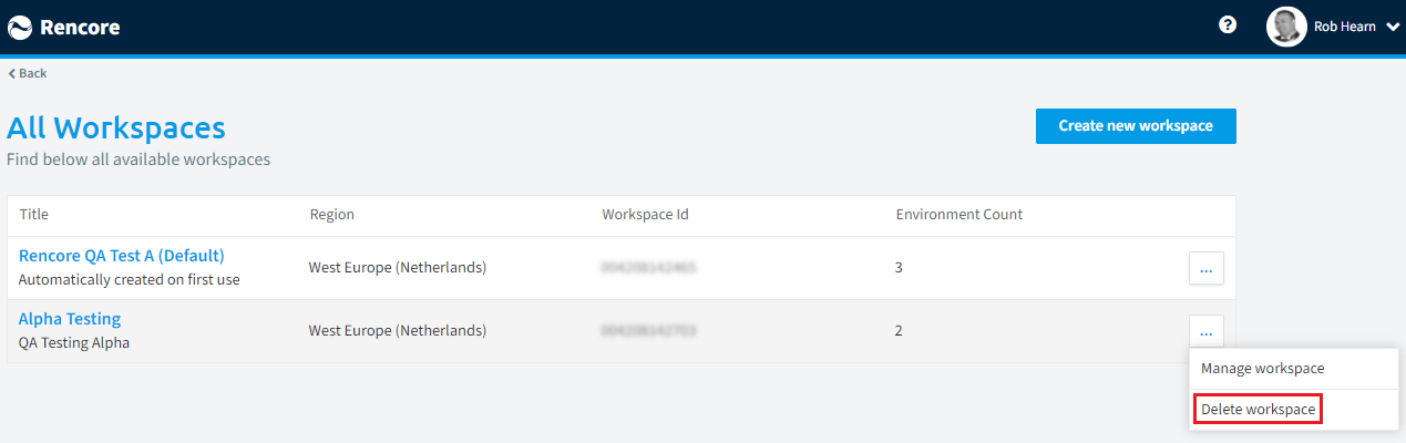 How to: Delete a Workspace